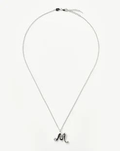 Curly Molten Initial Pendant Necklace - Initial M
