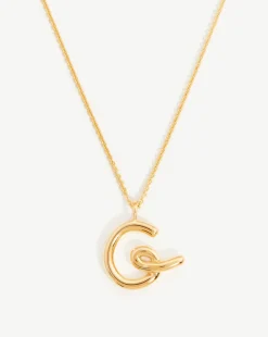 Curly Molten Initial Pendant Necklace - Initial G