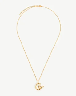 Curly Molten Initial Pendant Necklace - Initial G