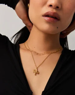 Curly Molten Initial Pendant Necklace - Initial H