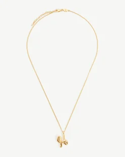 Curly Molten Initial Pendant Necklace - Initial H