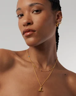 Curly Molten Initial Pendant Necklace - Initial L