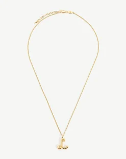 Curly Molten Initial Pendant Necklace - Initial L