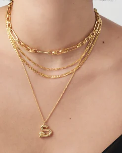 Curly Molten Initial Pendant Necklace - Initial S