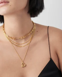 Curly Molten Initial Pendant Necklace - Initial S