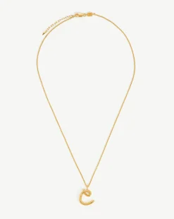 Curly Molten Initial Pendant Necklace - Initial C