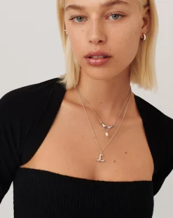 Curly Molten Initial Pendant Necklace - Initial L