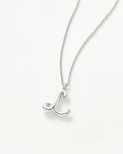 Curly Molten Initial Pendant Necklace - Initial L