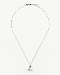 Curly Molten Initial Pendant Necklace - Initial L