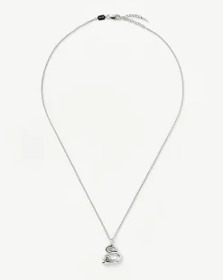 Curly Molten Initial Pendant Necklace - Initial S