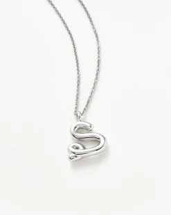 Curly Molten Initial Pendant Necklace - Initial S