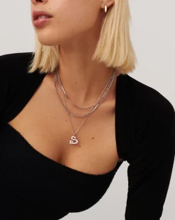 Curly Molten Initial Pendant Necklace - Initial S