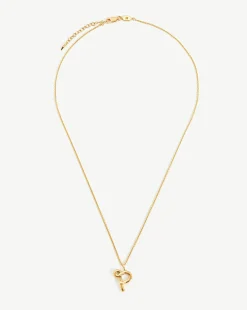 Curly Molten Initial Pendant Necklace - Initial P