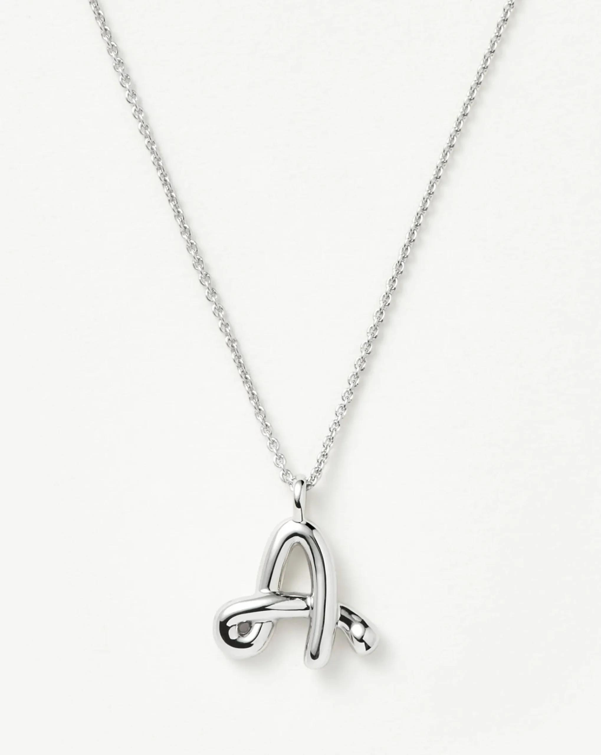 Curly Molten Initial Pendant Necklace - Initial A