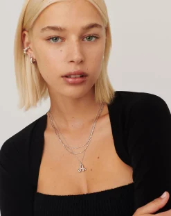 Curly Molten Initial Pendant Necklace - Initial A