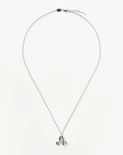 Curly Molten Initial Pendant Necklace - Initial A