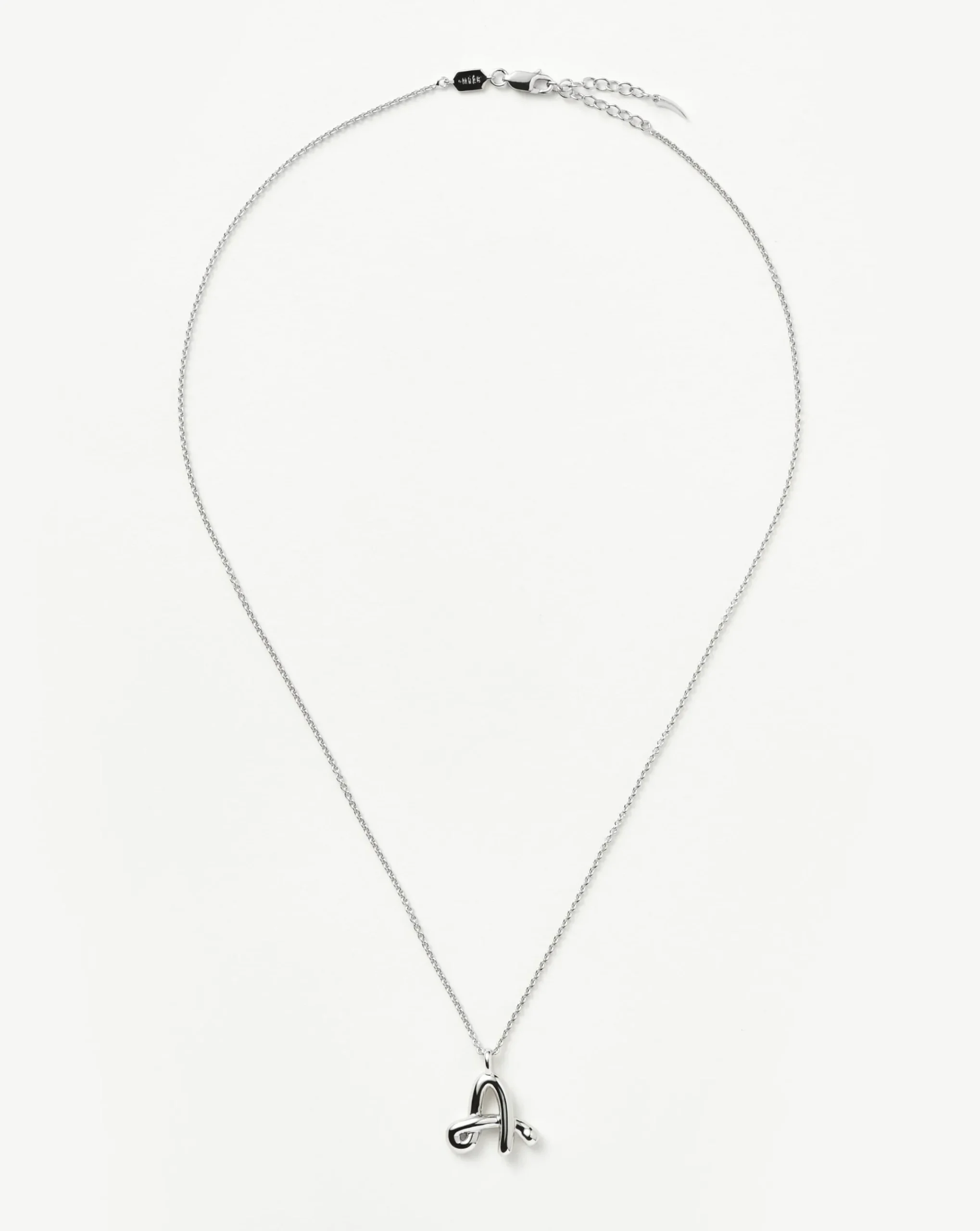Curly Molten Initial Pendant Necklace - Initial A