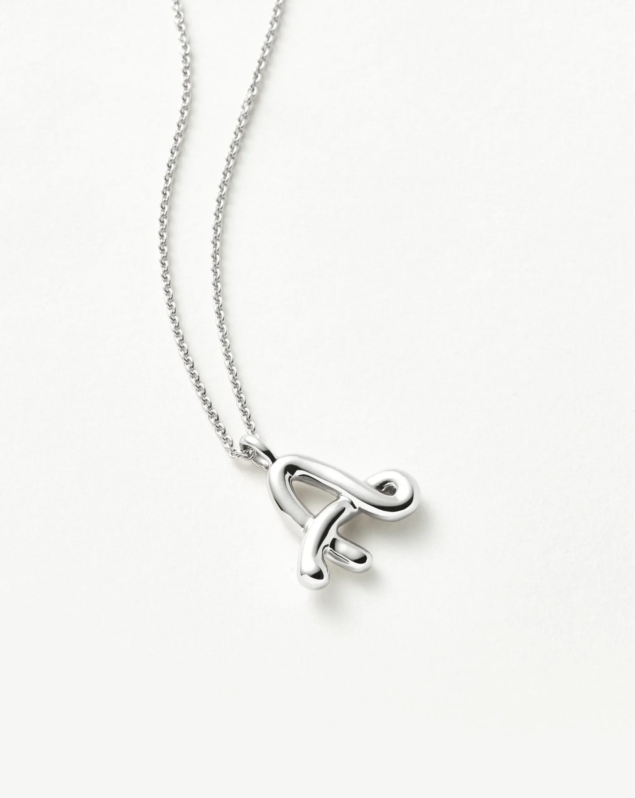 Curly Molten Initial Pendant Necklace - Initial A