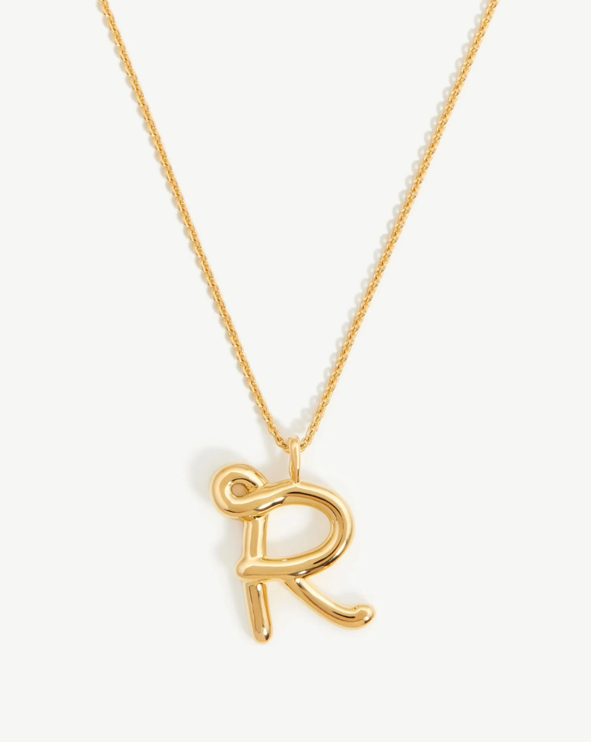 Curly Molten Initial Pendant Necklace - Initial R