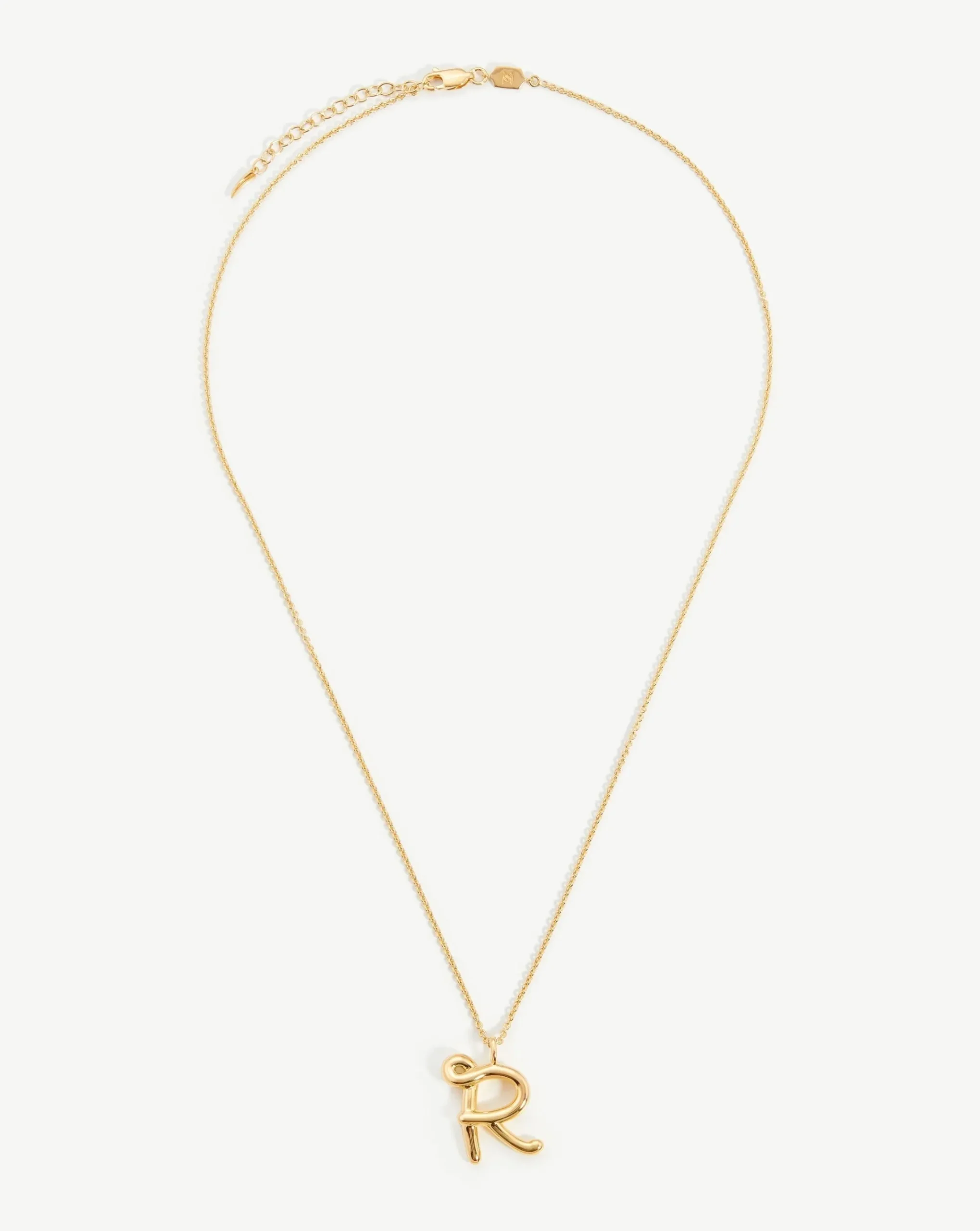 Curly Molten Initial Pendant Necklace - Initial R