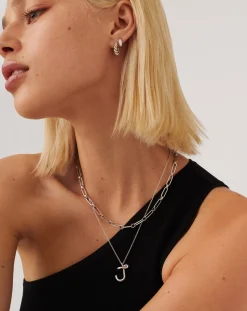 Curly Molten Initial Pendant Necklace - Initial J