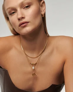 Curly Molten Initial Pendant Necklace - Initial M