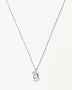 Curly Molten Mini Initial Necklace - B