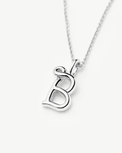 Curly Molten Mini Initial Necklace - B