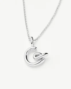 Curly Molten Mini Initial Necklace - G