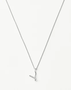 Curly Molten Mini Initial Necklace - V
