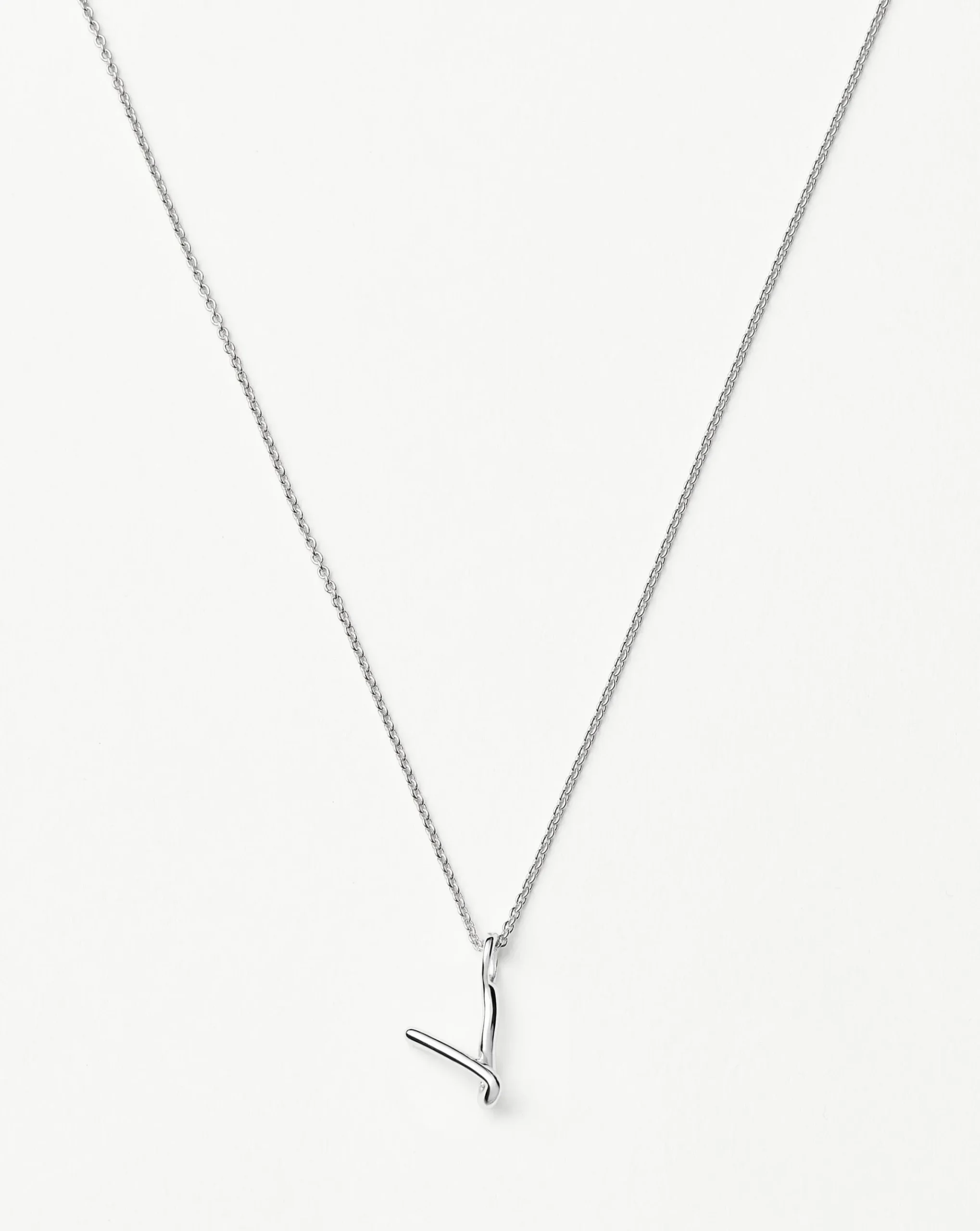 Curly Molten Mini Initial Necklace - V