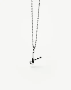 Curly Molten Mini Initial Necklace - V