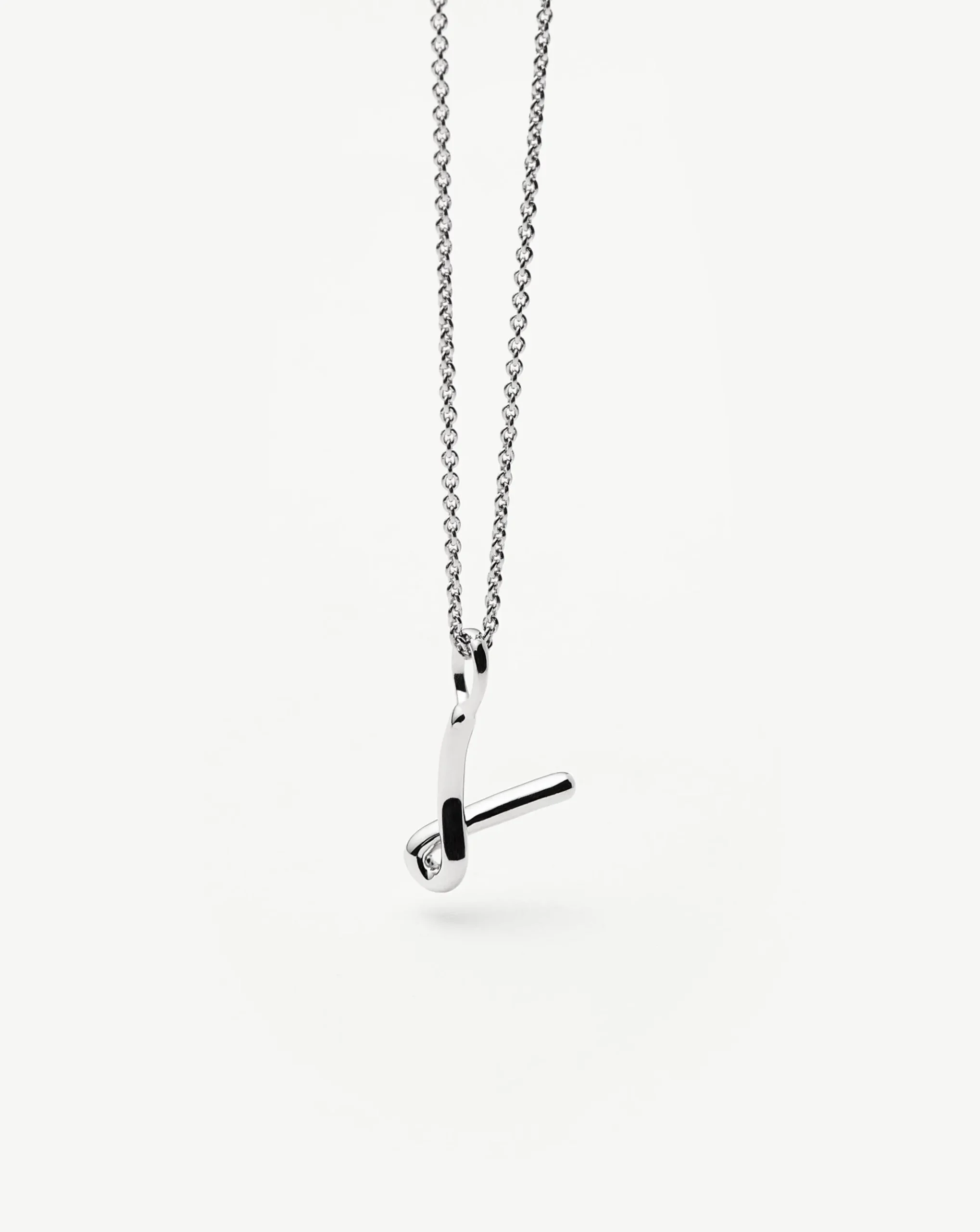Curly Molten Mini Initial Necklace - V