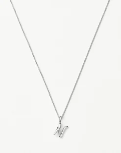 Curly Molten Mini Initial Necklace - N