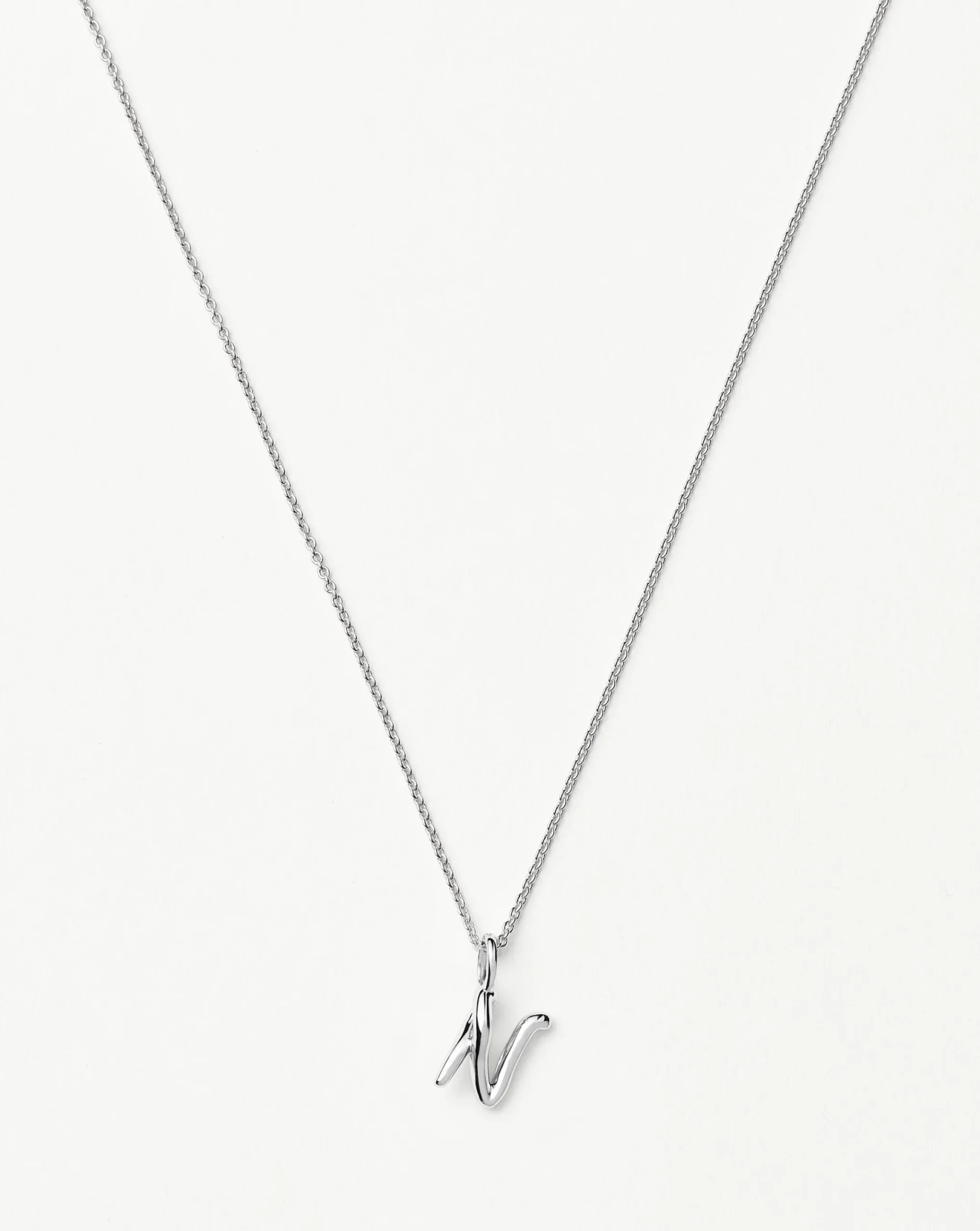 Curly Molten Mini Initial Necklace - N