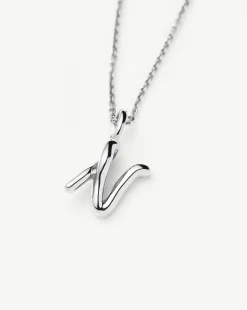 Curly Molten Mini Initial Necklace - N