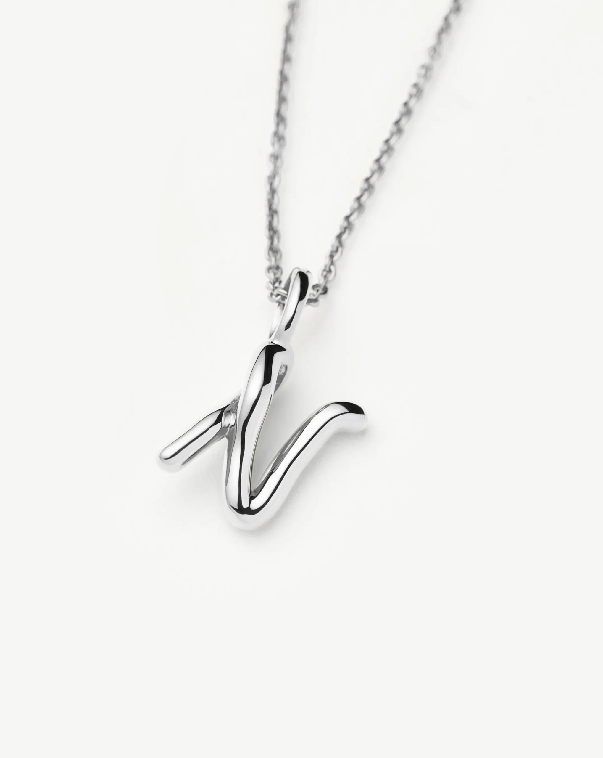 Curly Molten Mini Initial Necklace - N