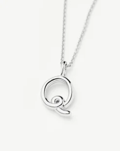 Curly Molten Mini Initial Necklace - Q
