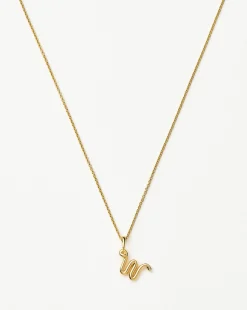 Curly Molten Mini Initial Necklace - W