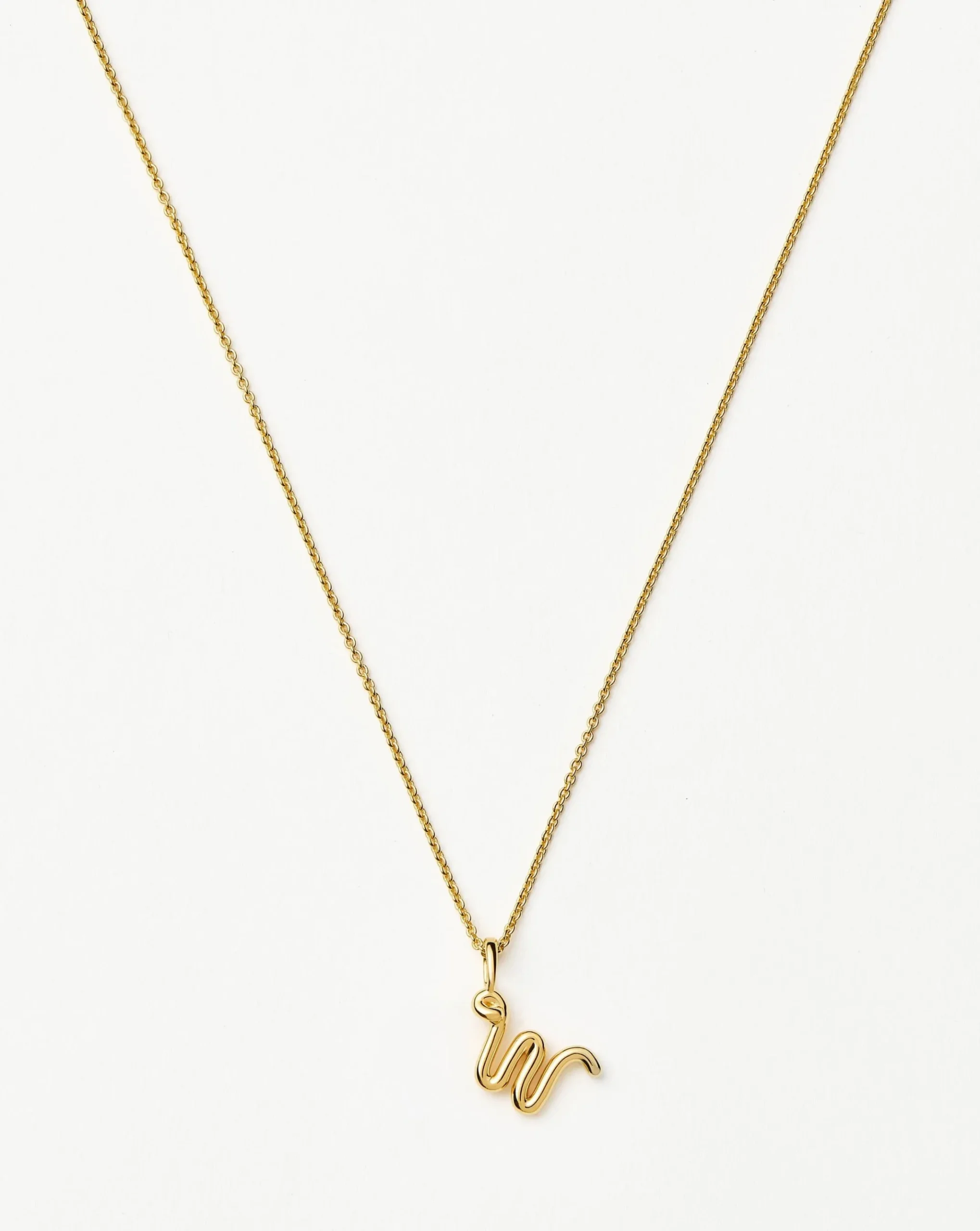 Curly Molten Mini Initial Necklace - W