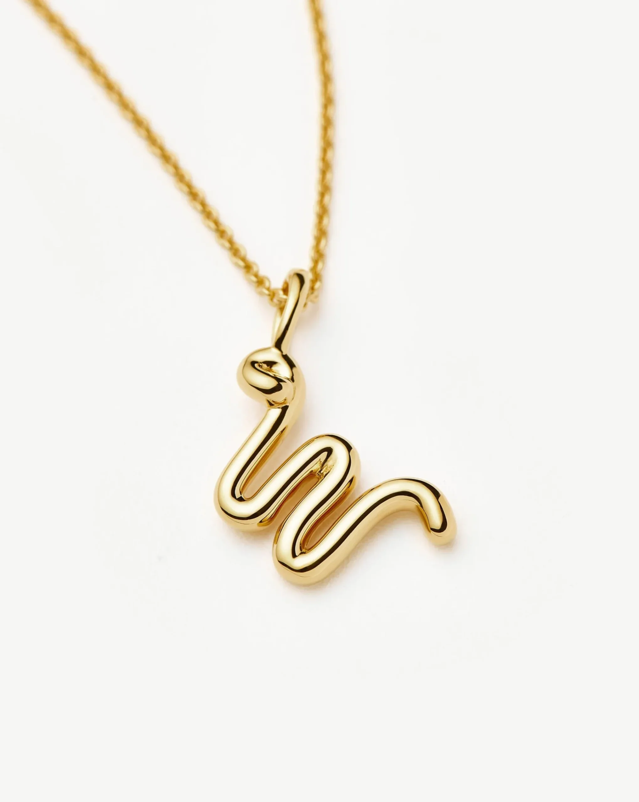 Curly Molten Mini Initial Necklace - W
