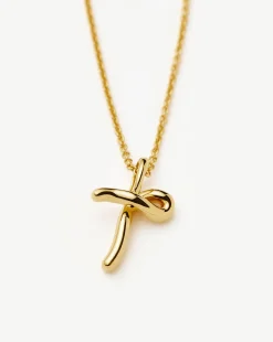 Curly Molten Mini Initial Necklace - T