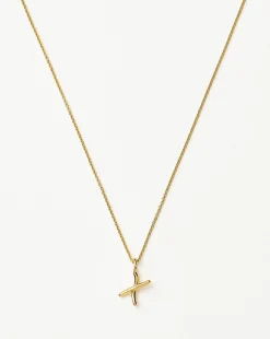 Curly Molten Mini Initial Necklace - X