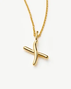 Curly Molten Mini Initial Necklace - X