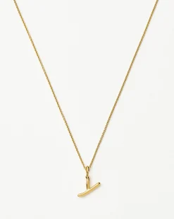 Curly Molten Mini Initial Necklace - Y