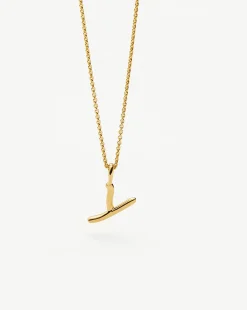 Curly Molten Mini Initial Necklace - Y