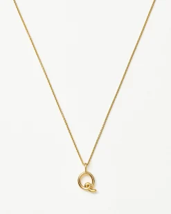 Curly Molten Mini Initial Necklace - Q