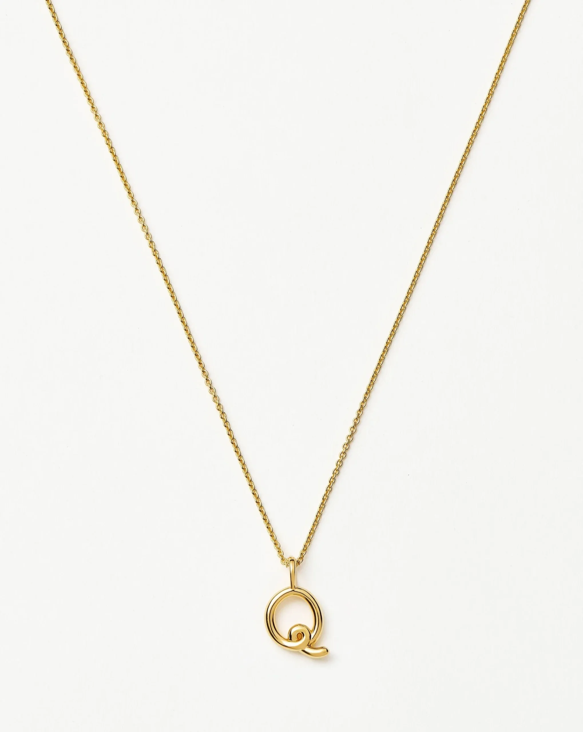 Curly Molten Mini Initial Necklace - Q