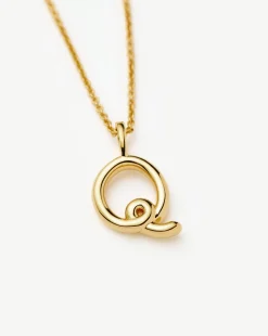 Curly Molten Mini Initial Necklace - Q