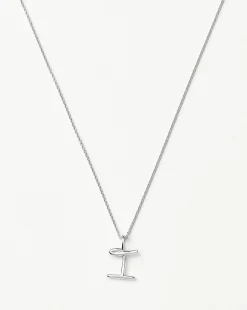 Curly Molten Mini Initial Necklace - I